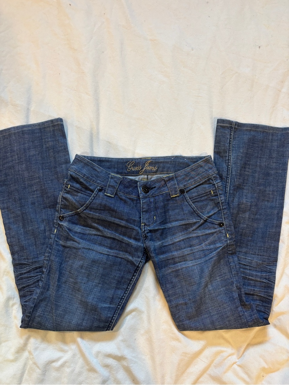 Vintage GUESS bootcut lowrise jeans with bedazzled back pockets